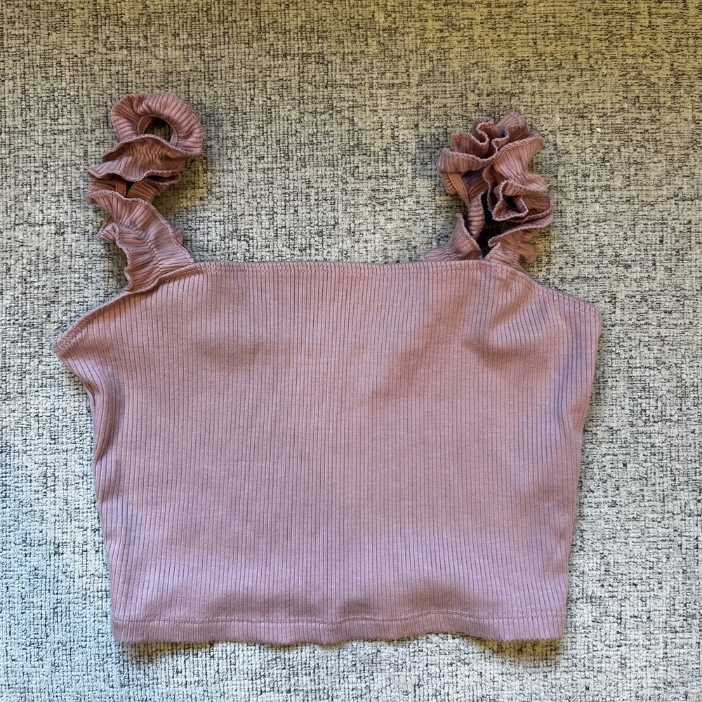 Aritzia Ruffled Mauve Top